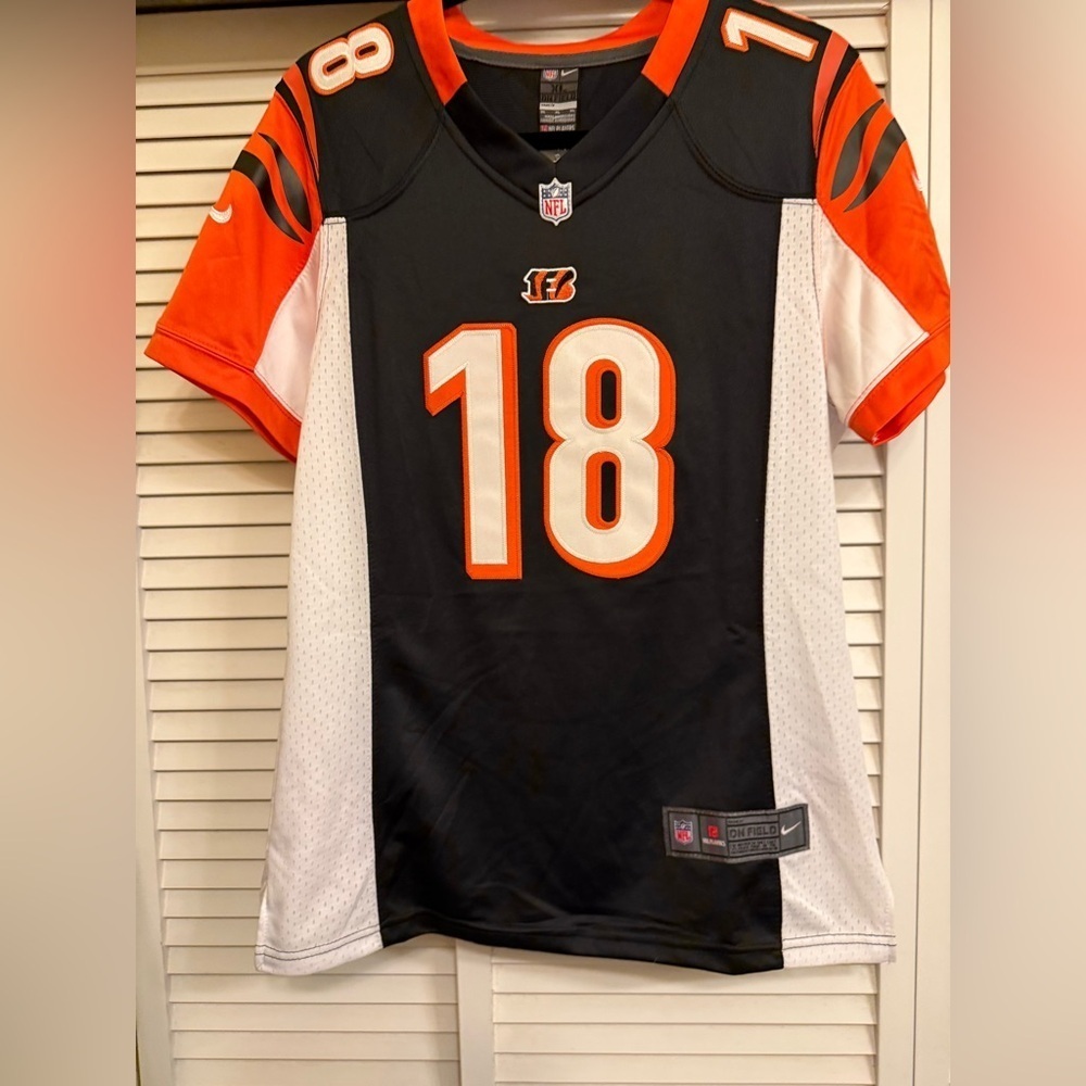 NFL Nike Cincinnati Bengals #18 Green Women’s Sz XL Black& Orange Jersey NEW